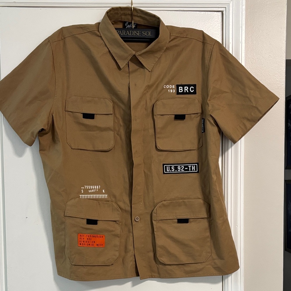 Switch Remarkable Tan Short Sleeve Patched Utility Shirt and Short Set